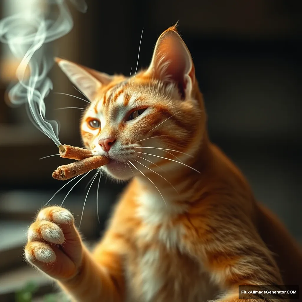 A humanoid carrot smoking a rolled up cat joint.