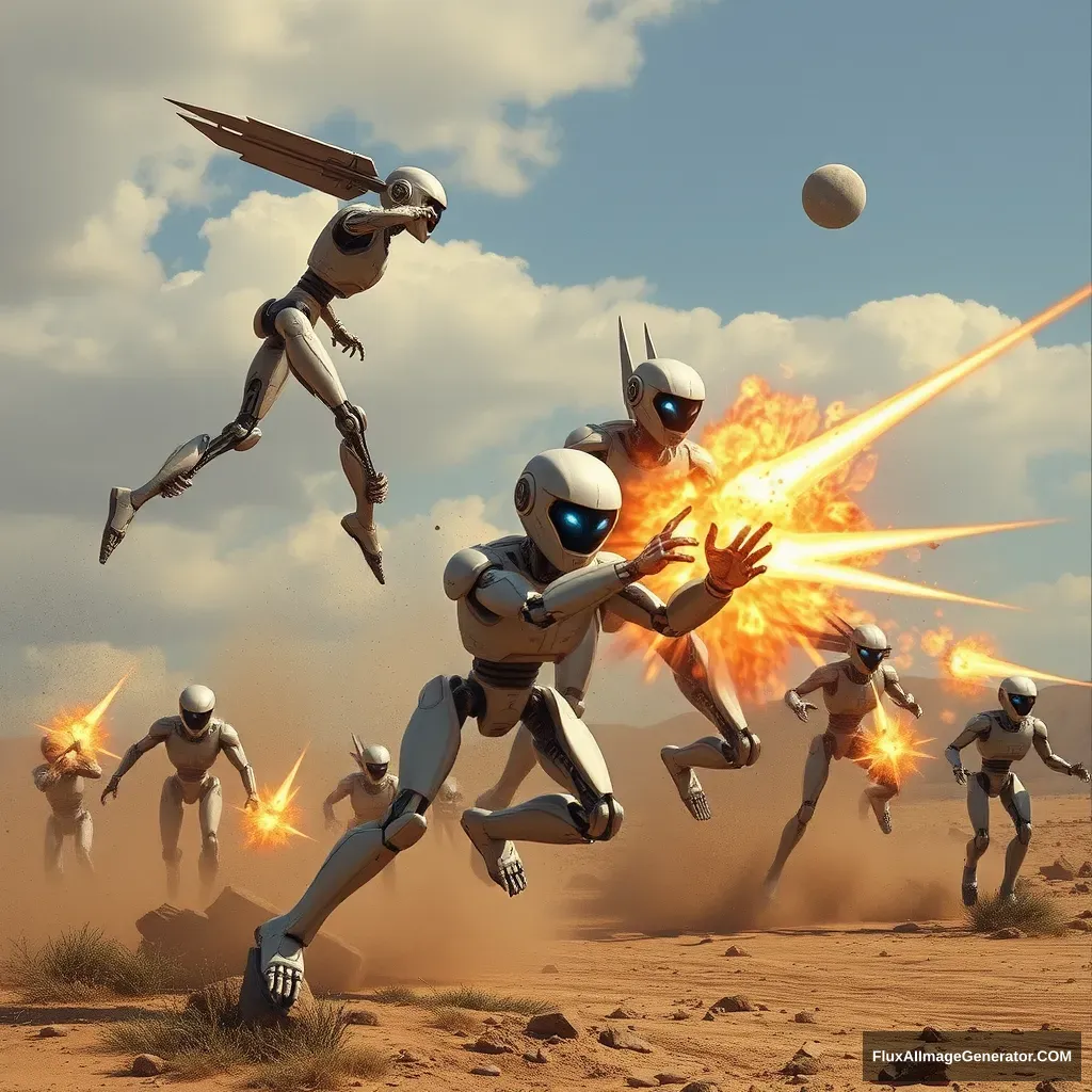 Robots attacking humans - Image