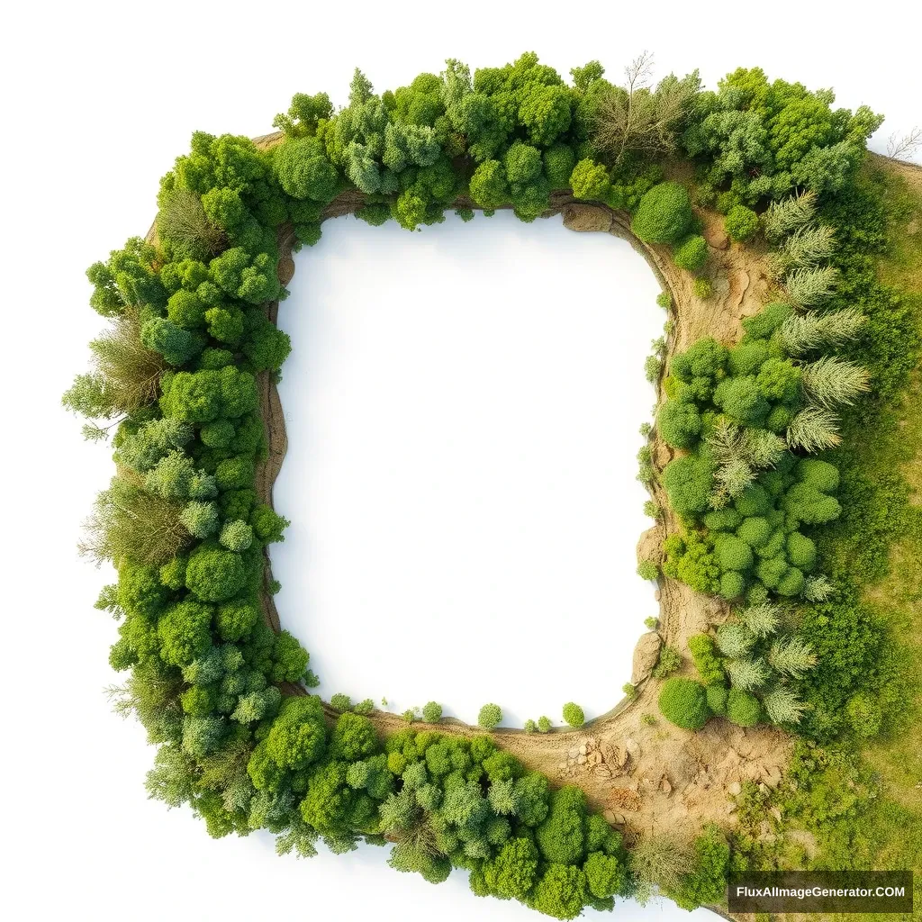 A natural landscape in the shape of the letter F. - Image