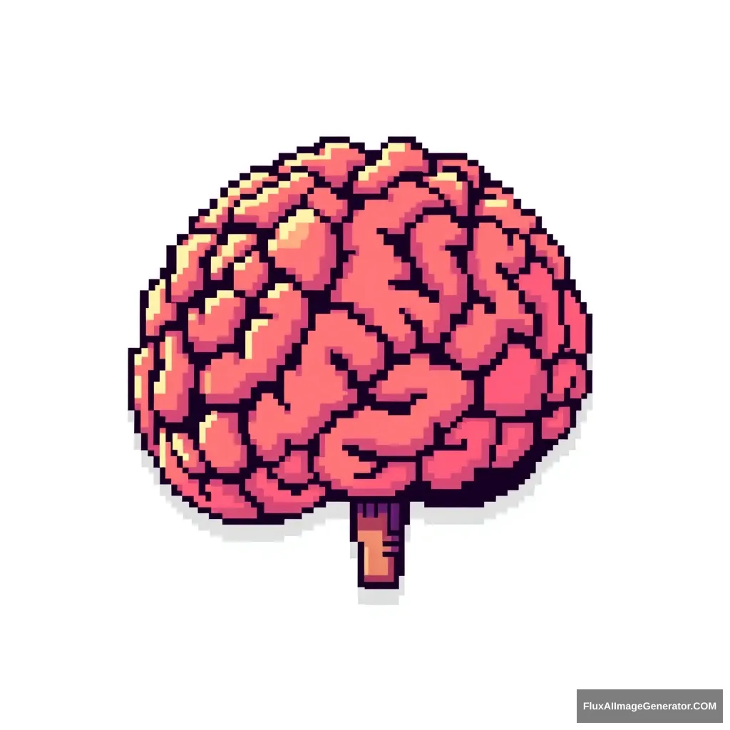 "Pixel art of the human brain, light background, a bit cute." - Image