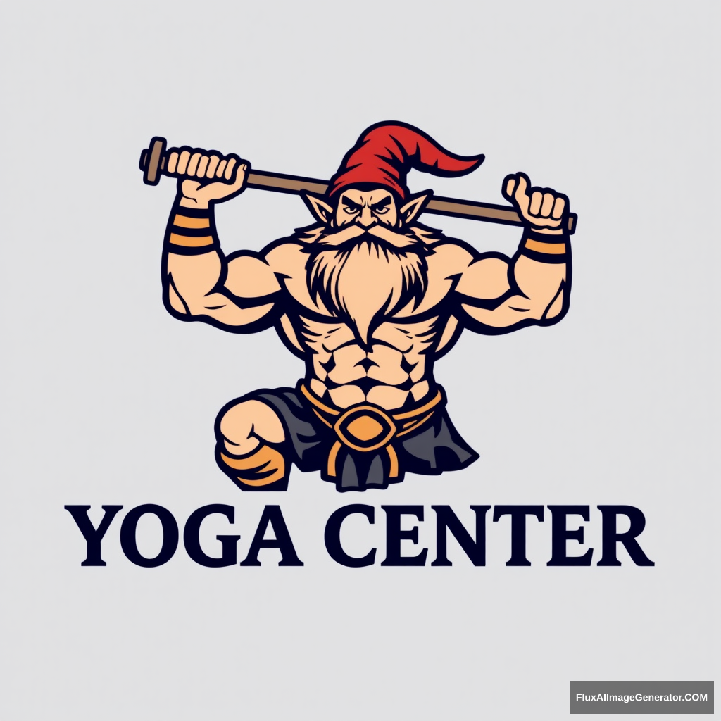 Yoga Center Logo: Muscular Dwarf Warhammer