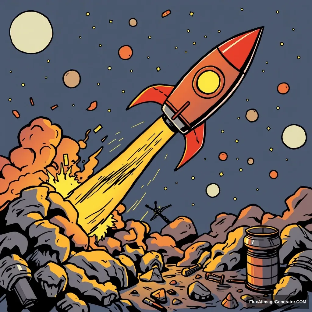 Rocket making, comic style - Image