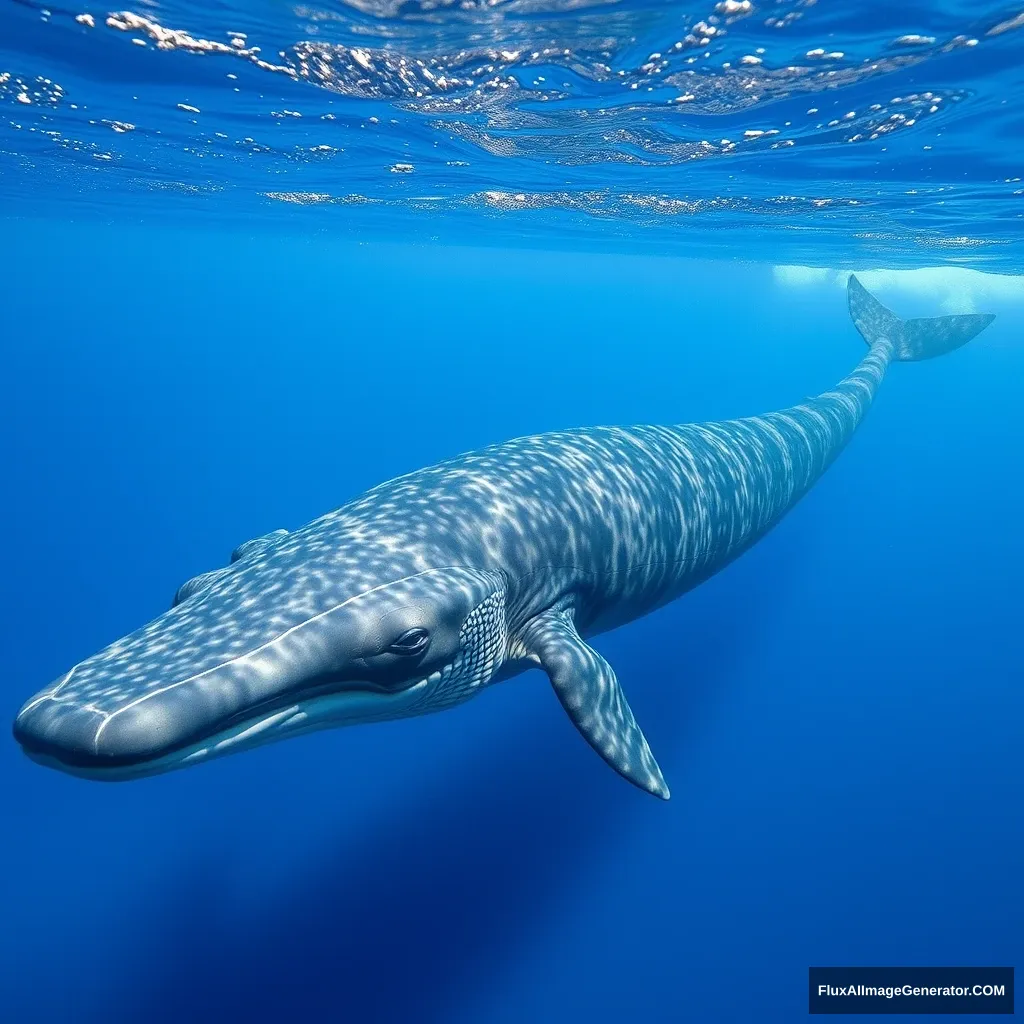 Titanoboa swims in the Pacific Ocean.