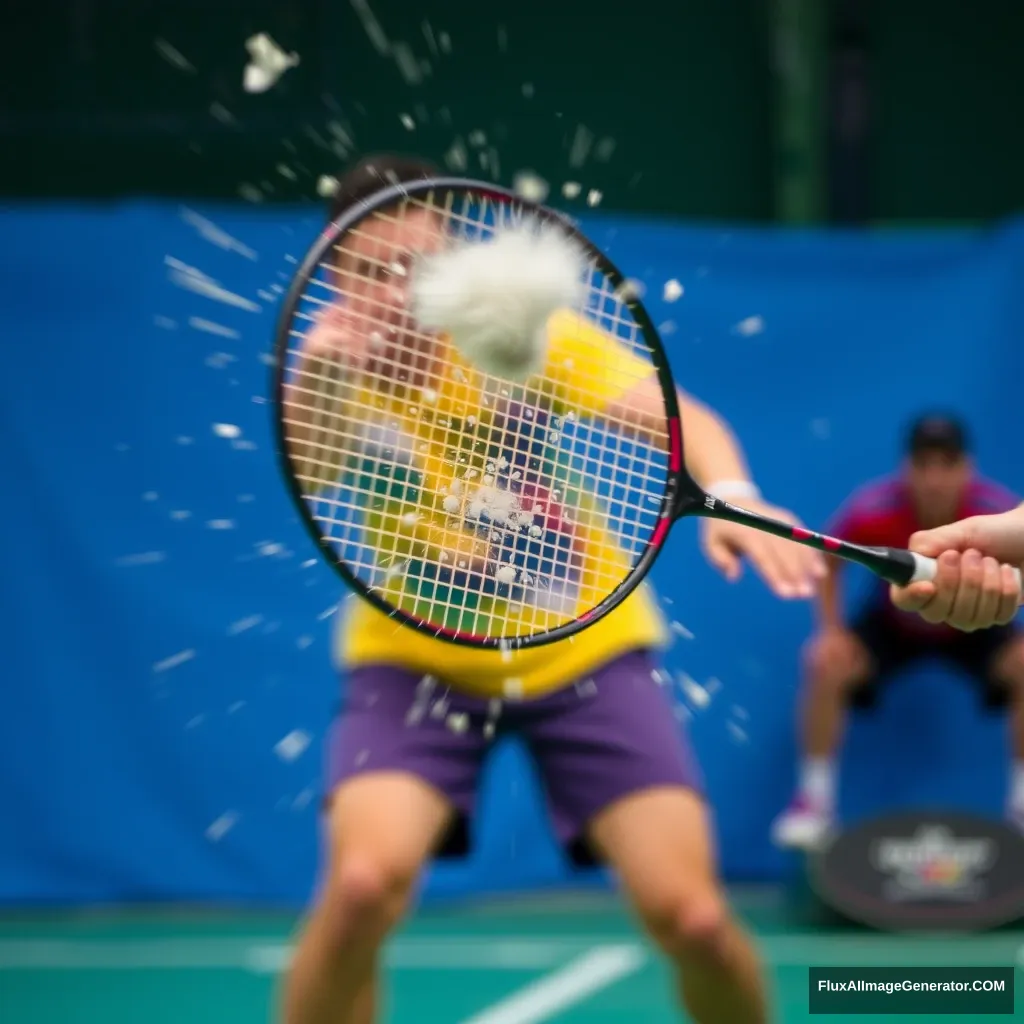 "Slow motion badminton smash"