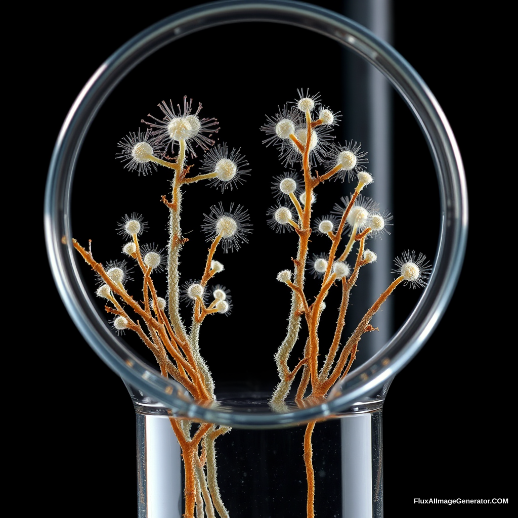 Microbe trees in a water pipe black background. - Image