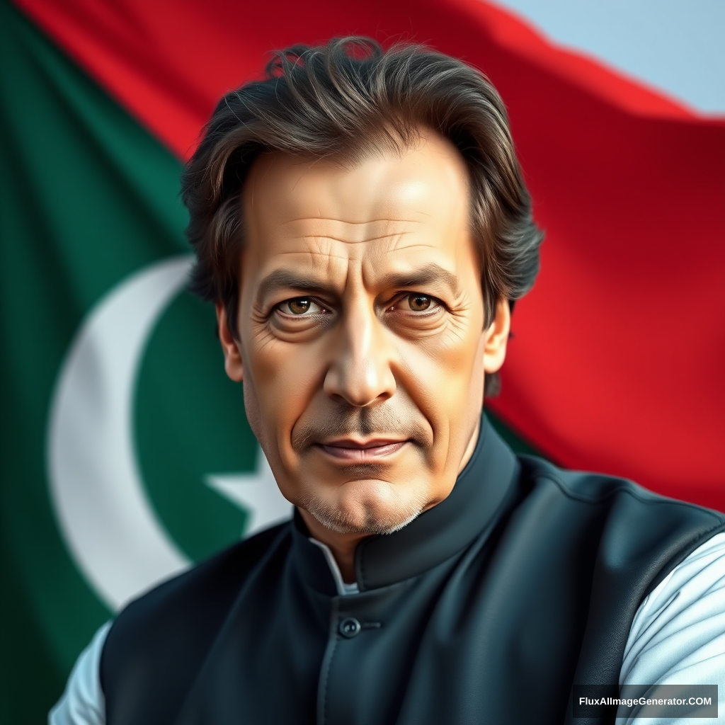 You have to create the image of Imran Khan which is 100% Imran Khan with the background of PTI flag. - Image