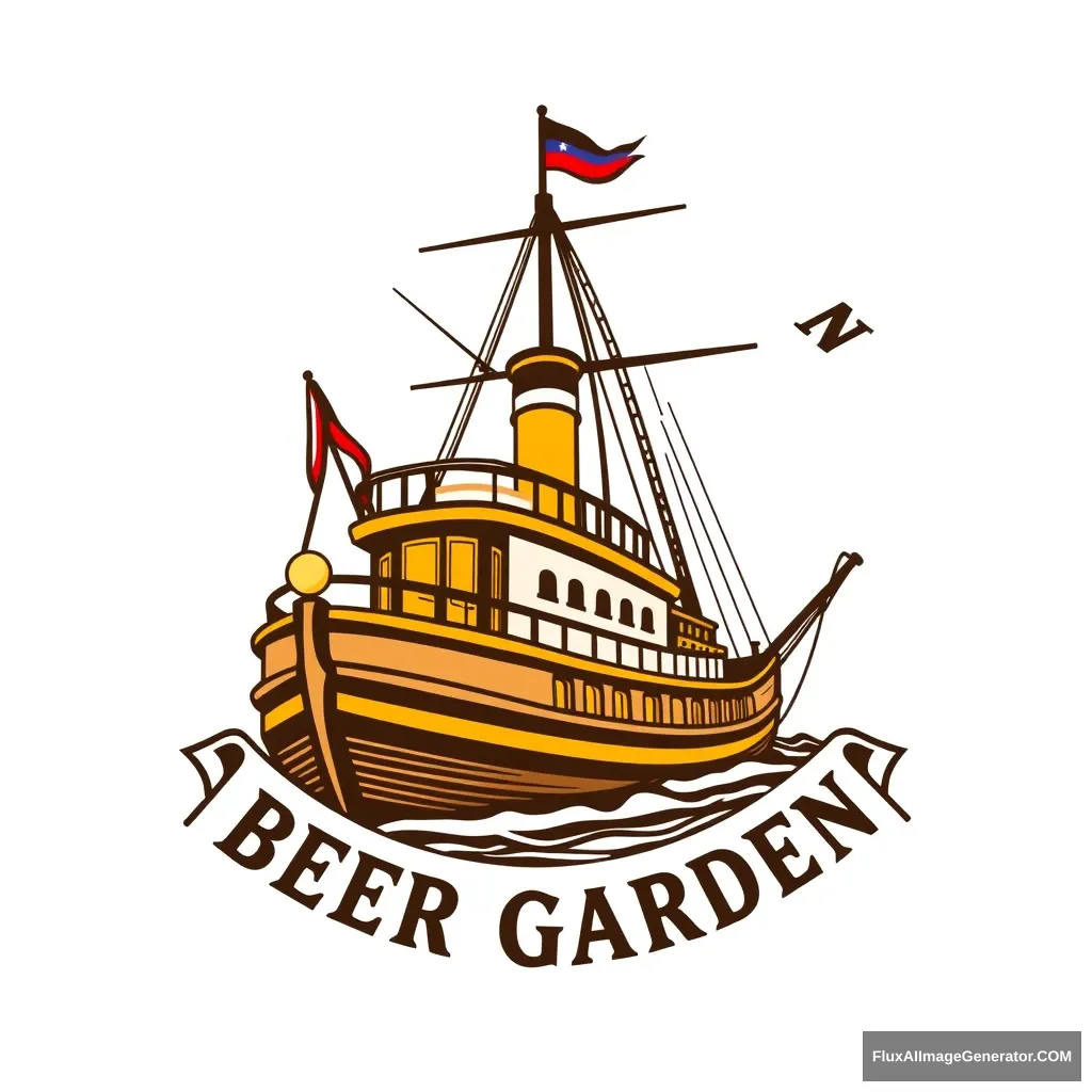 "Please create a logo for a beer garden in Königswinter; the beer garden is located on a ship." - Image