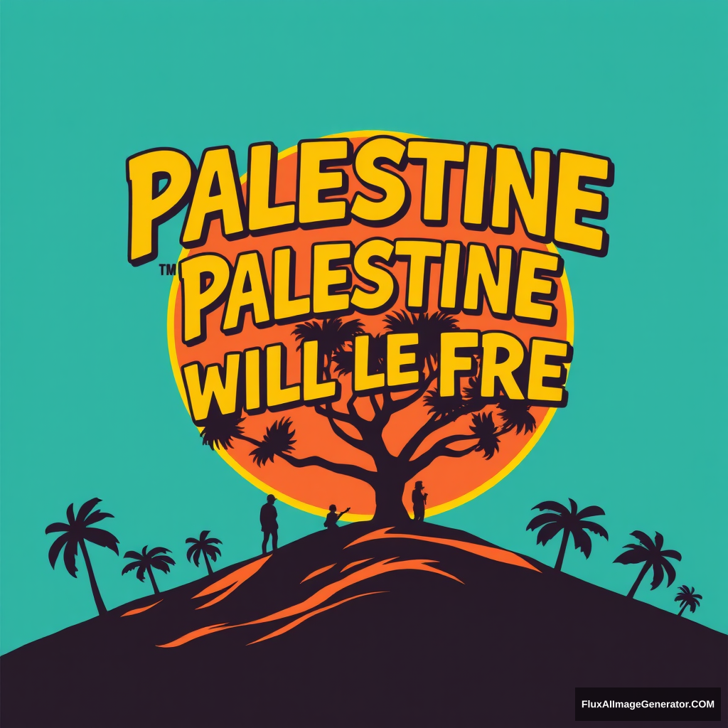 "PALESTINE WILL BE FREE" WITH GROOVY FONT