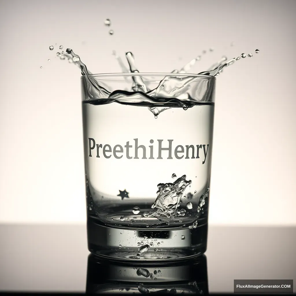 Crystal water splash engraved with name PreethiHenry - Image