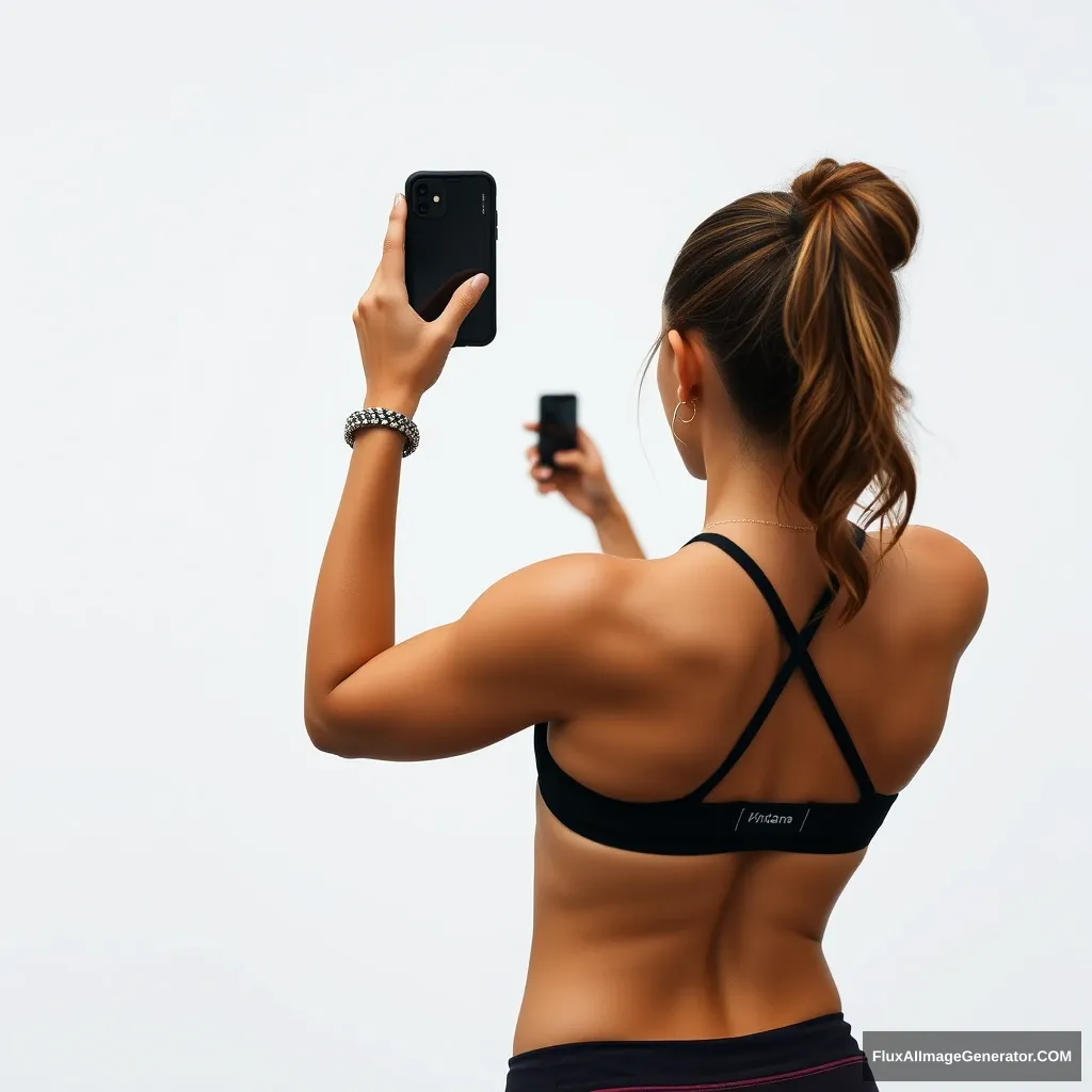 Fitness model influencer Emma from behind, taken on iPhone - Image