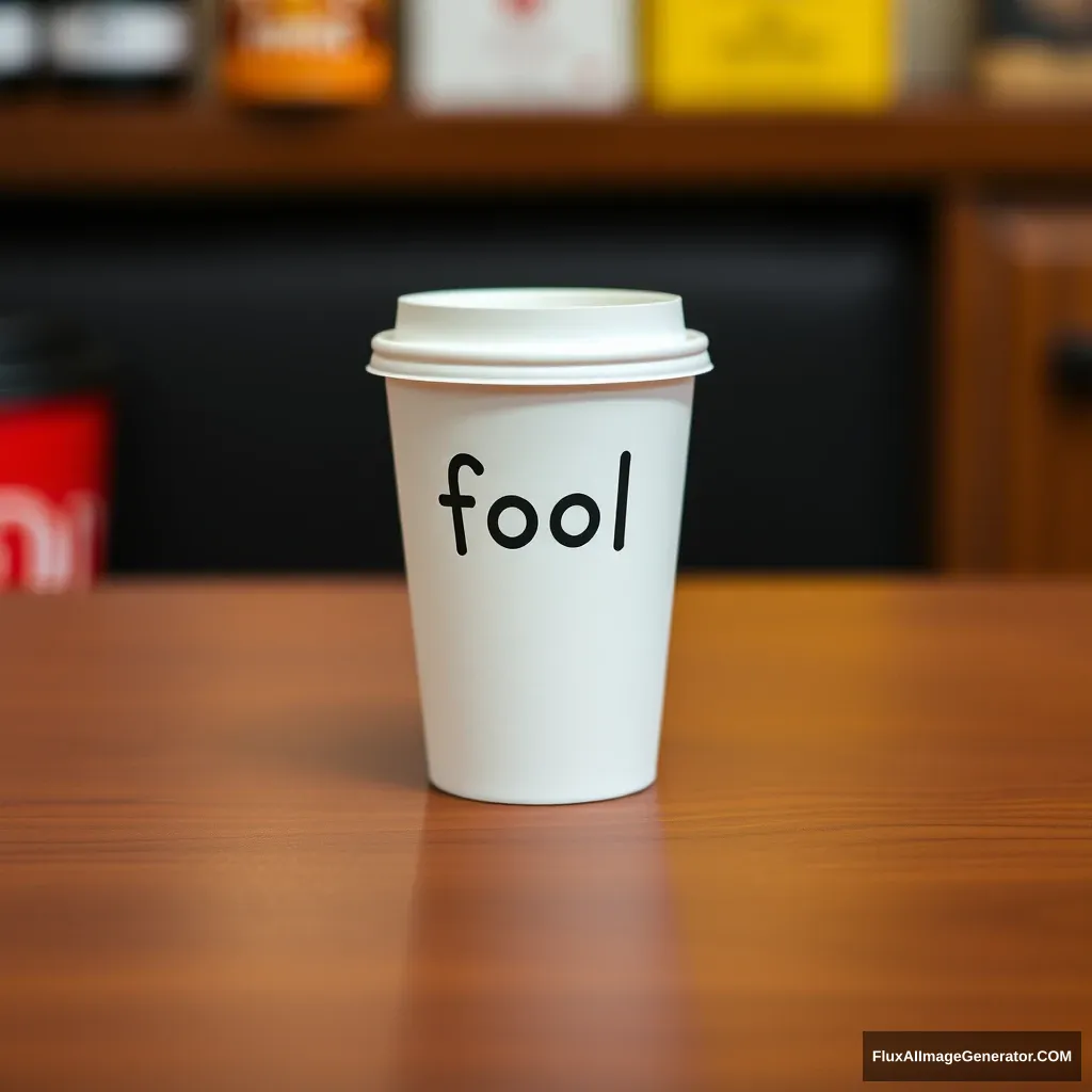 a paper cup that prints "fool"