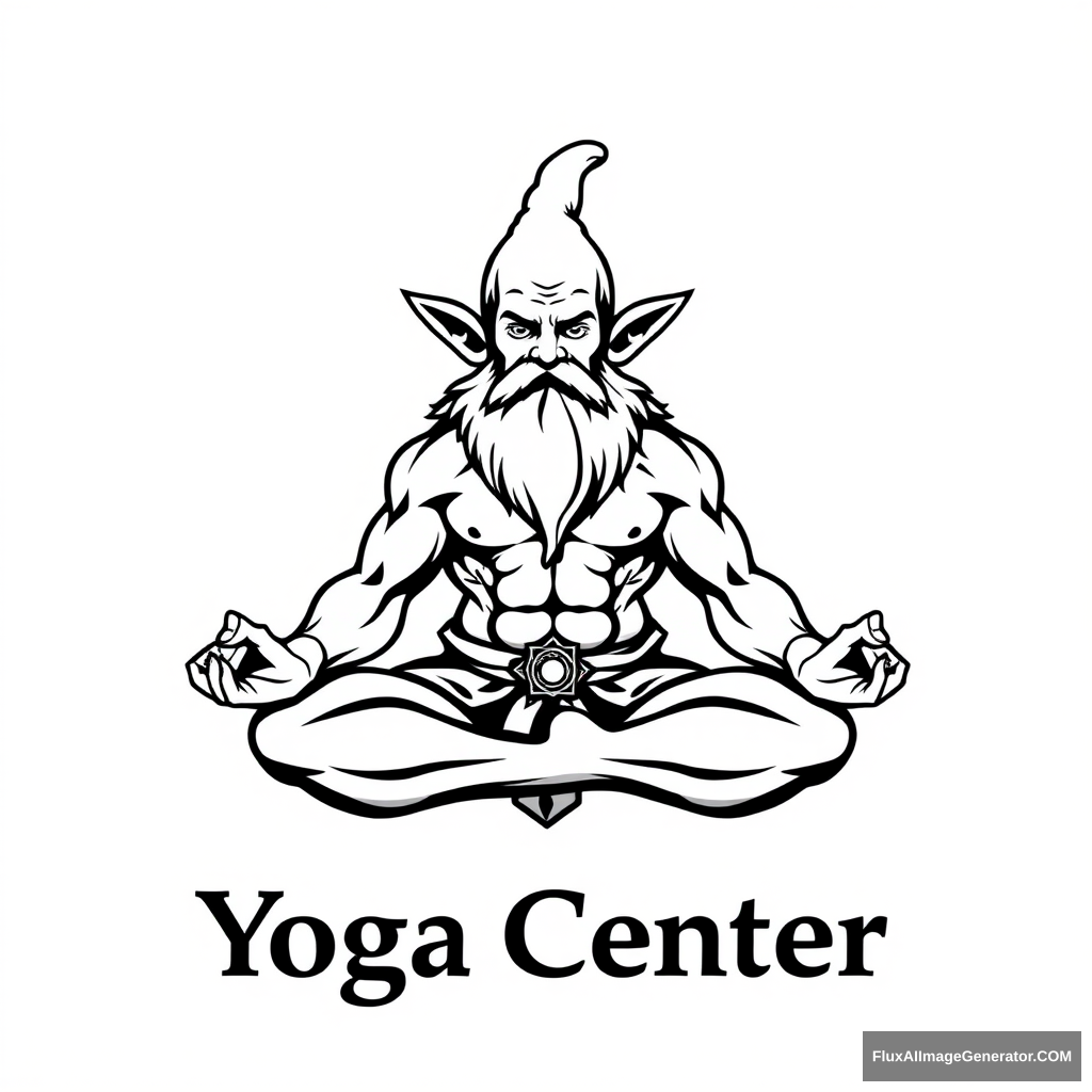 Yoga Center Logo: Muscular Dwarf Dungeons & Dragons lotus position - Image