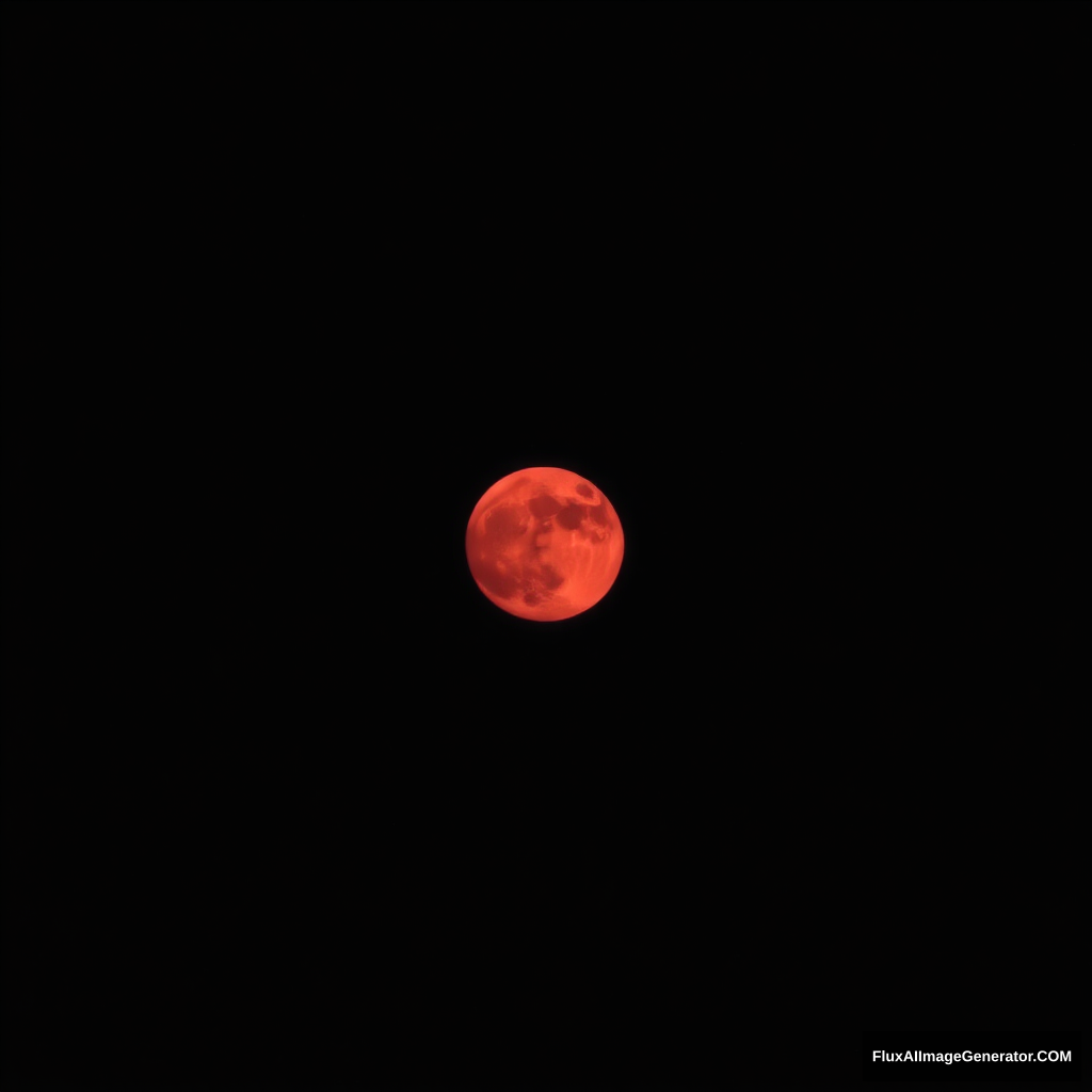 red moon high in the dark sky