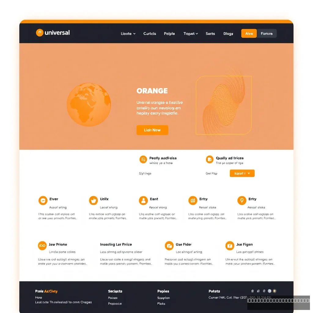 "Design a universal internet official website page with orange as the main color." - Image