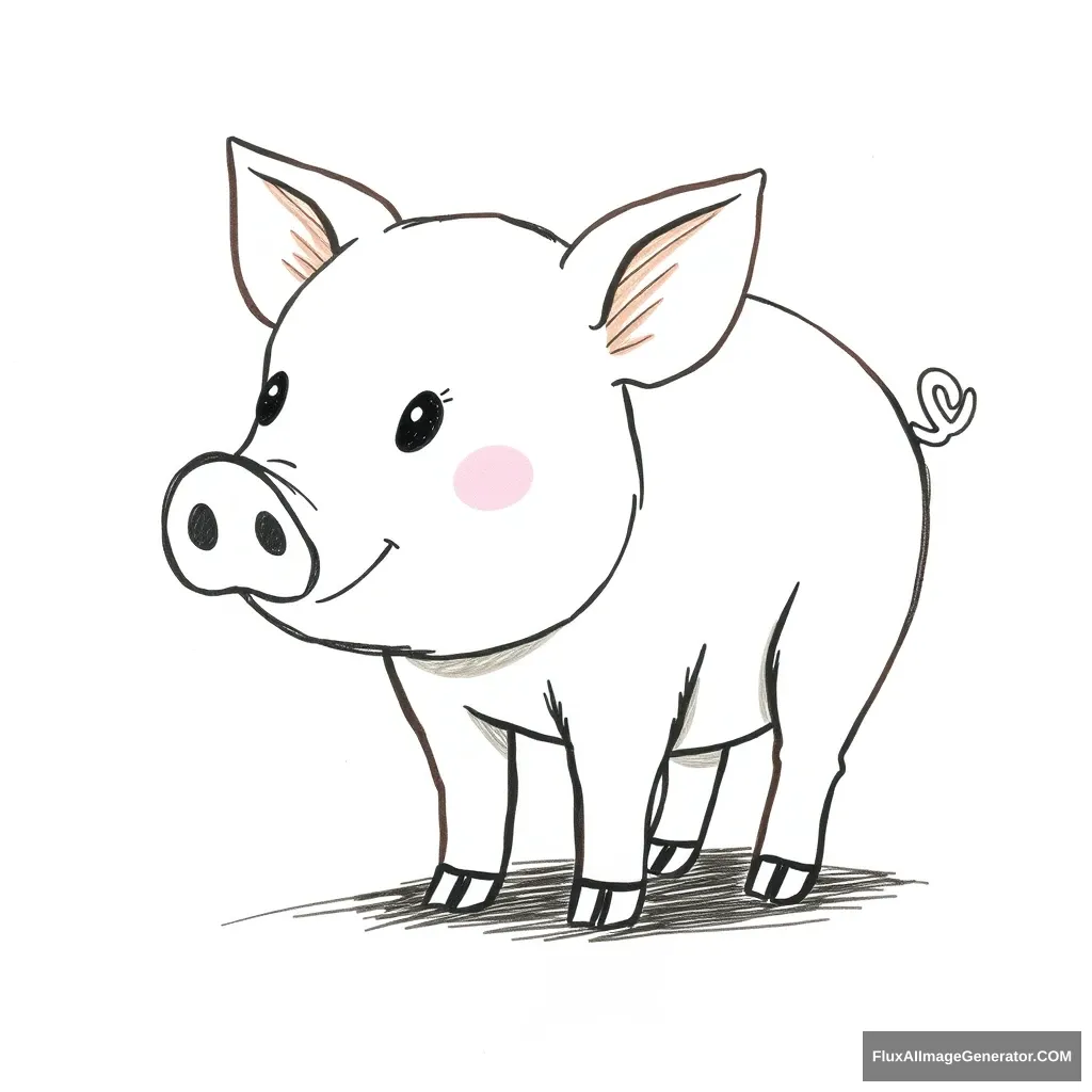 A simple drawing of a pig. - Image