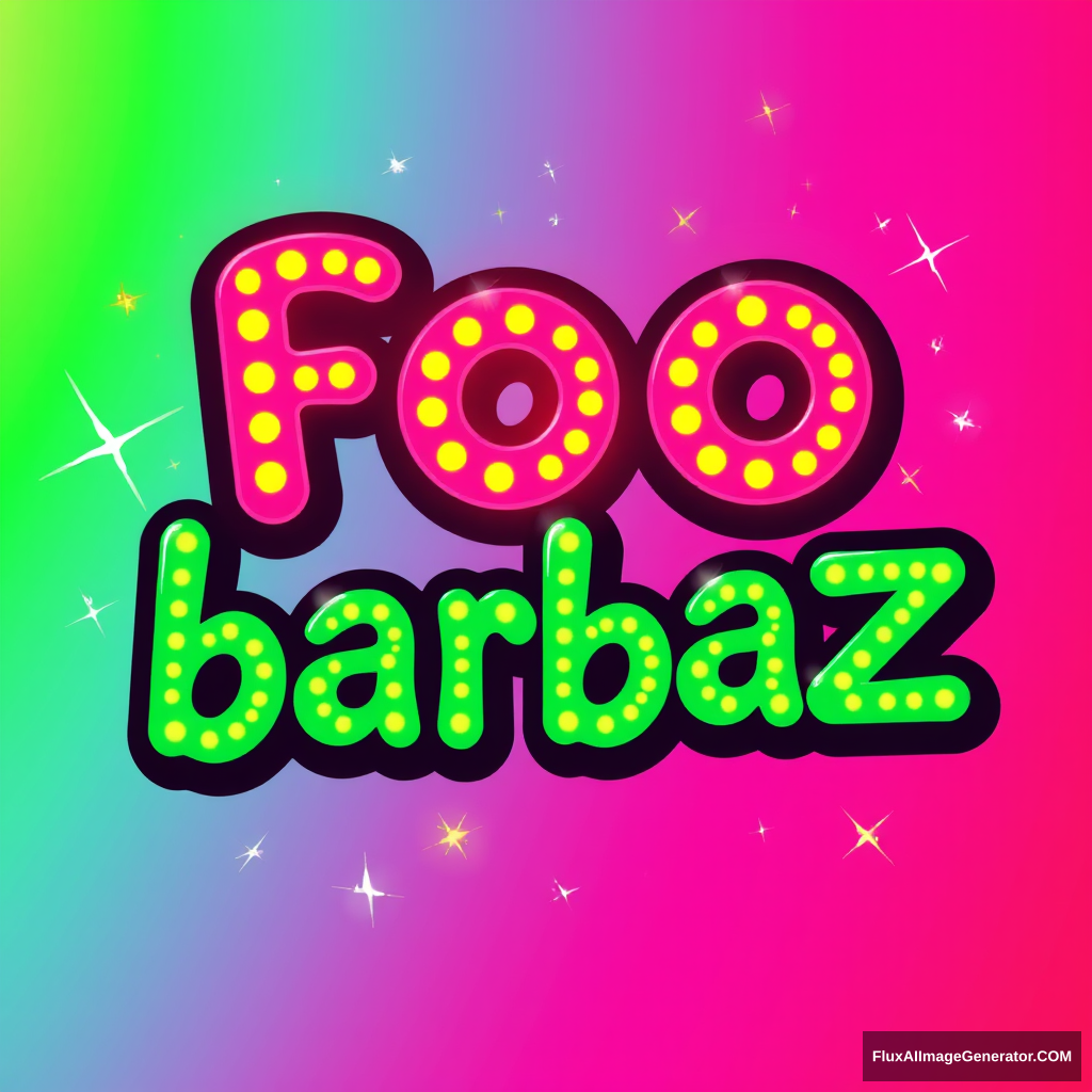 Quirky fancy colorful sparkly bright text saying "foo bar baz" - Image