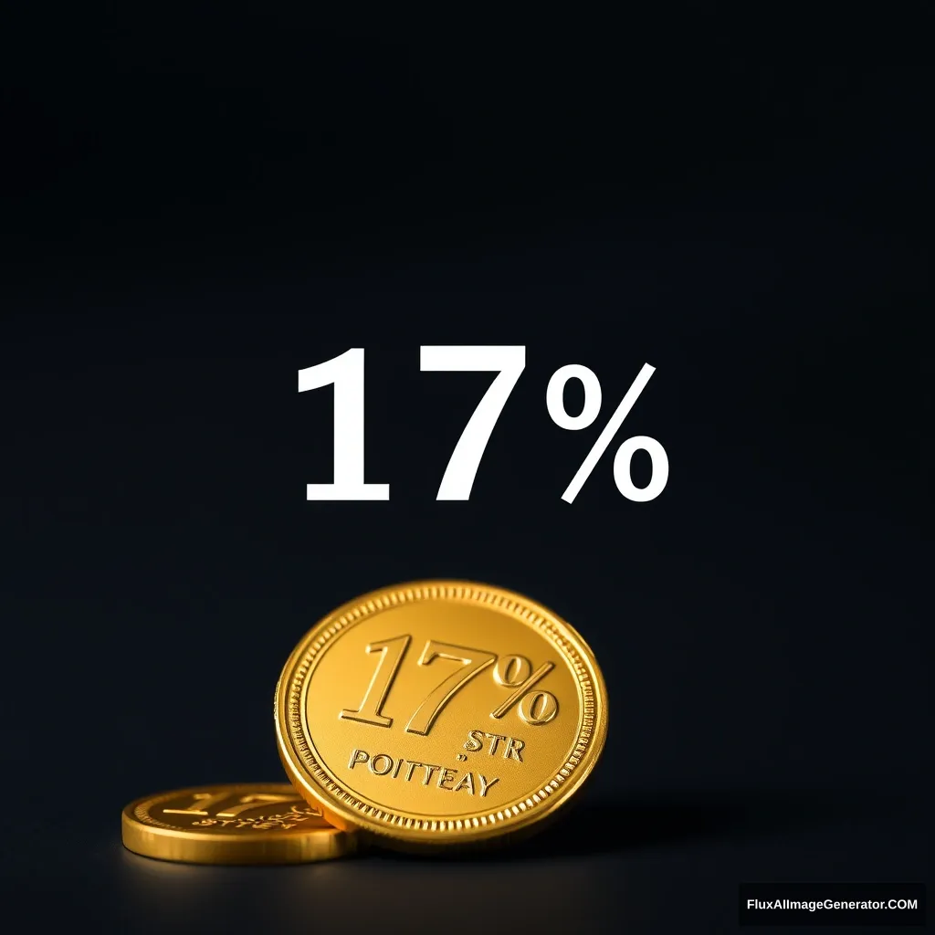 Draw a very luxurious golden coin that represents the right to purchase at a 17% discount. - Image