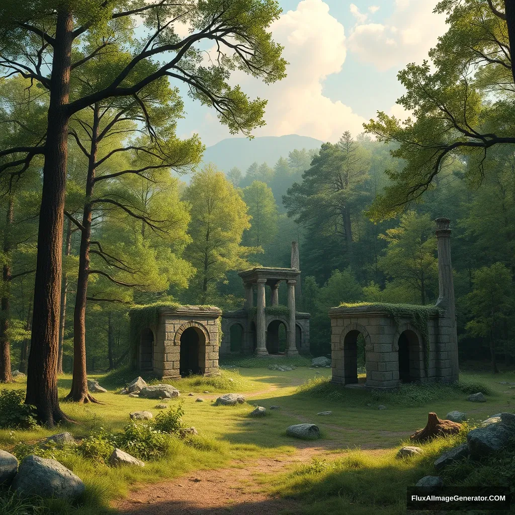 High definition, ancient ruins in primitive forests - Image