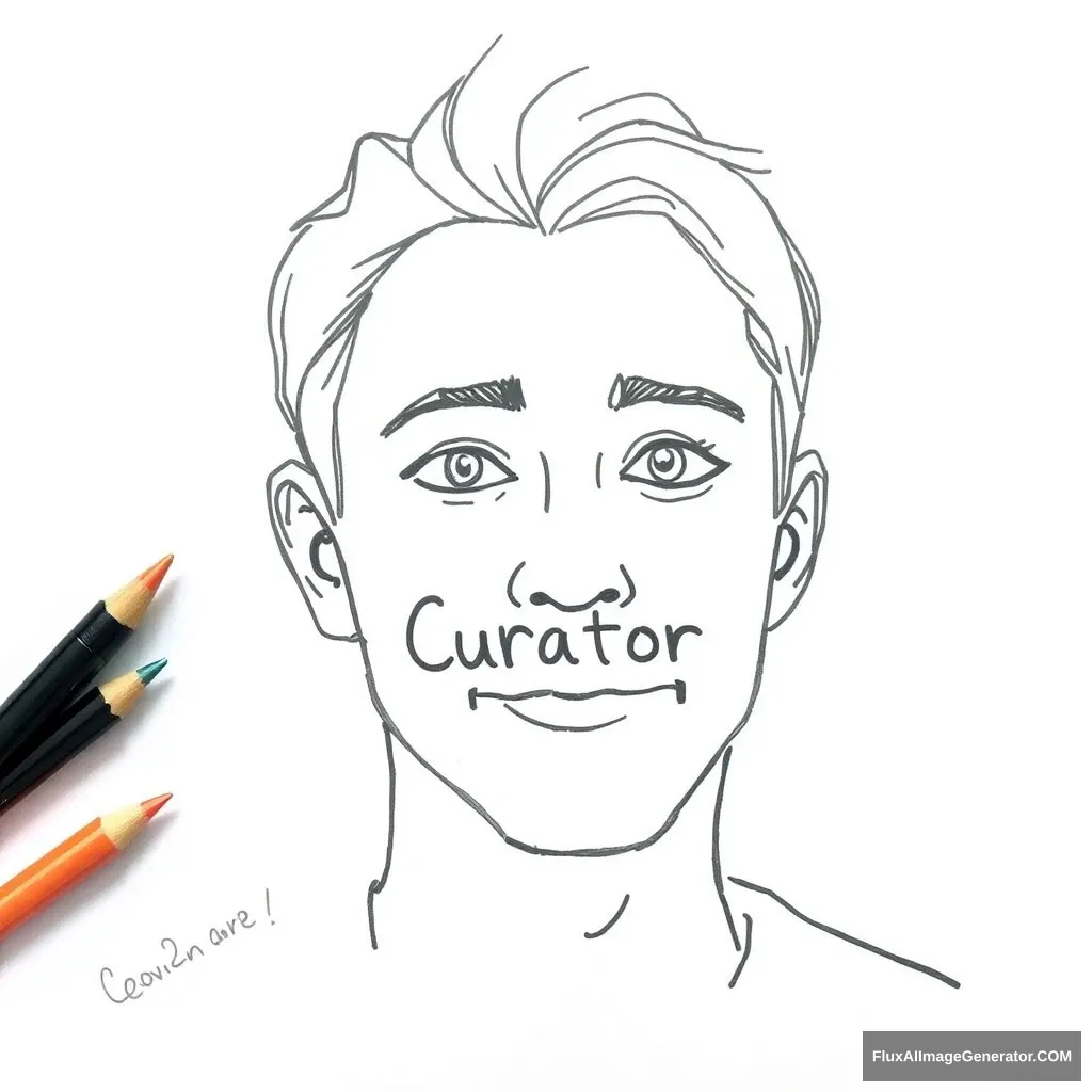 Draw a person, including the phrase "Link Curator". - Image