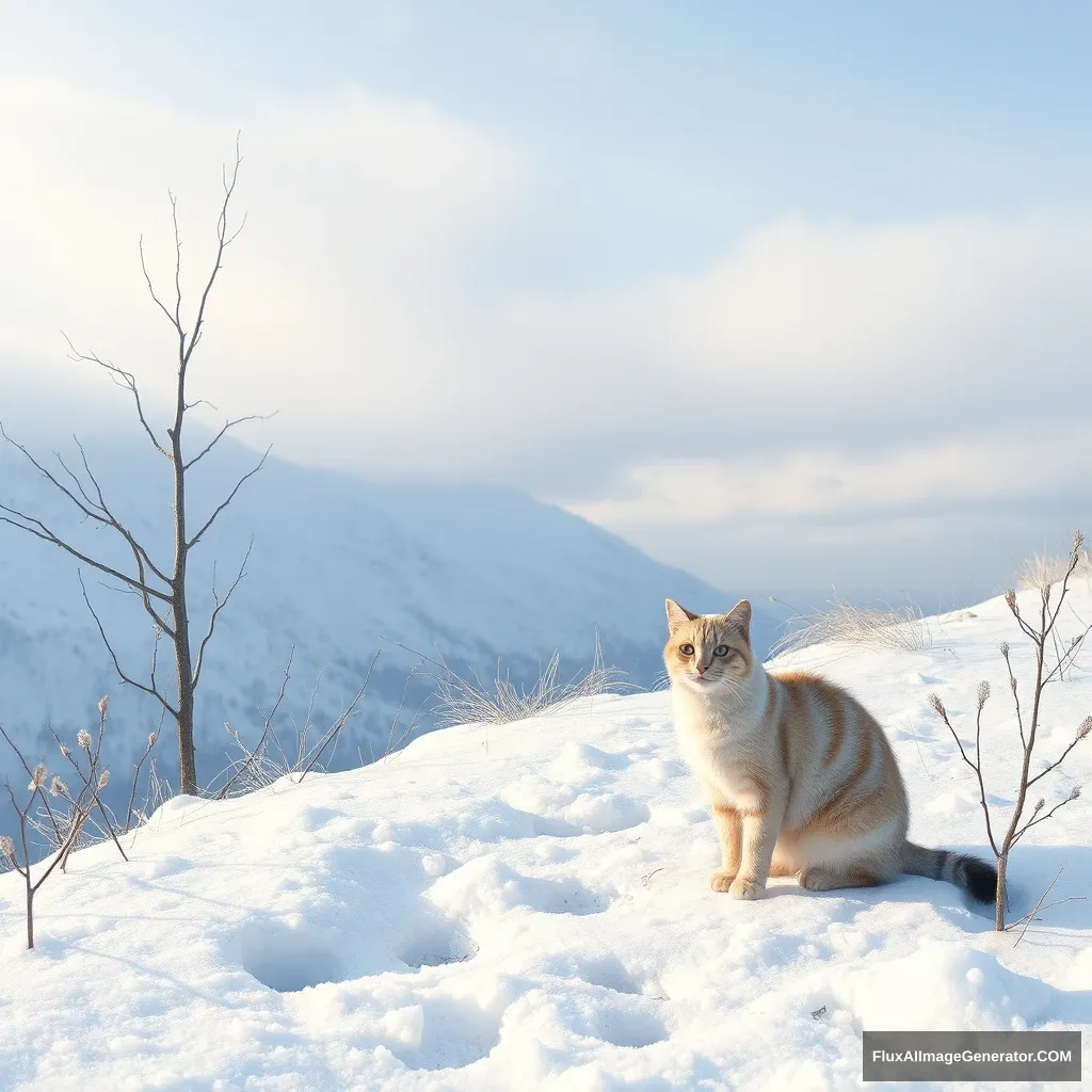 "In a place where it snows and freezes, there are cats." - Image