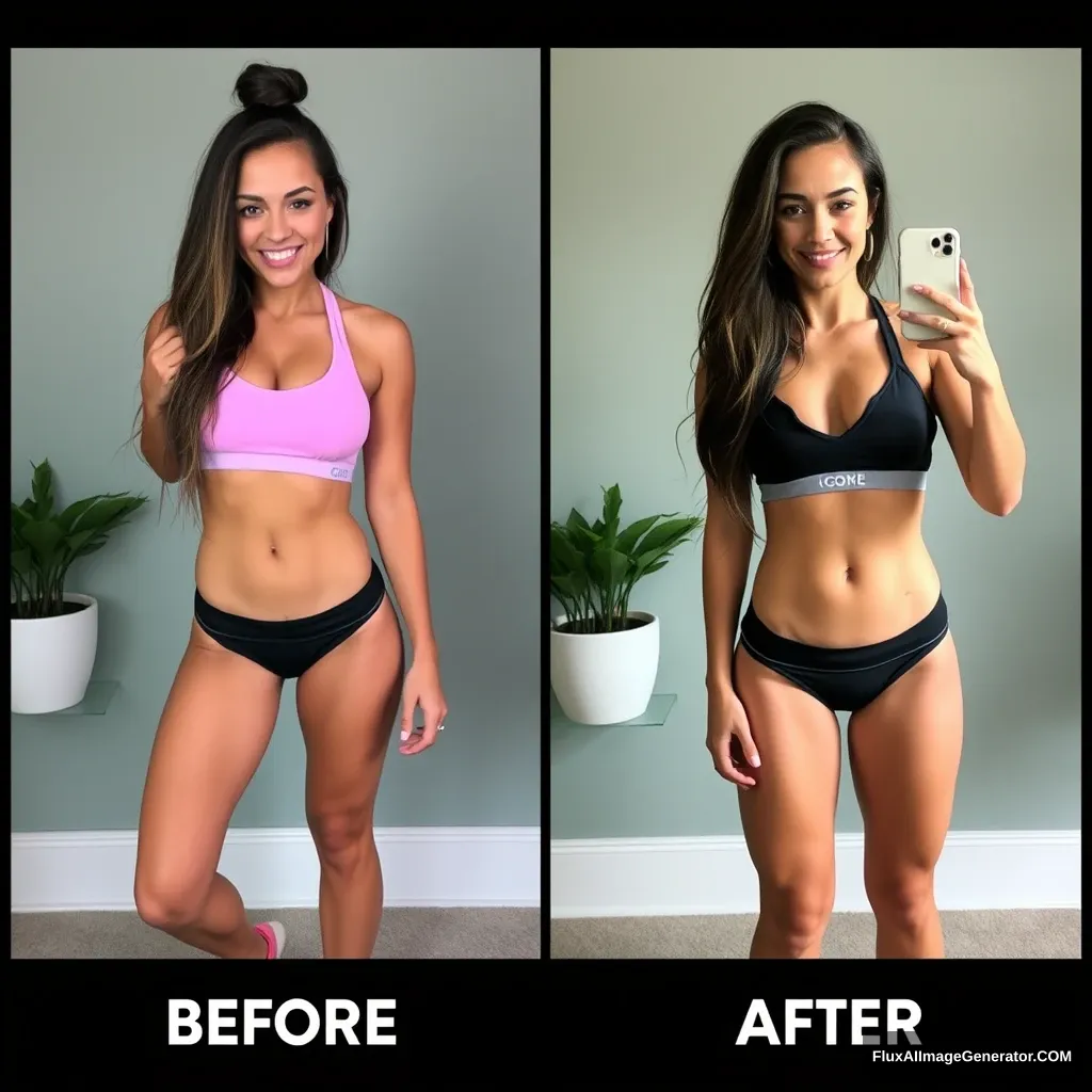 Fitness model influencer Emily's before-after photos - Image