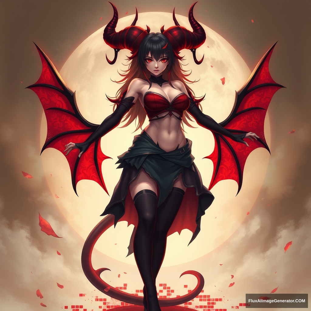 anime demon woman full body view