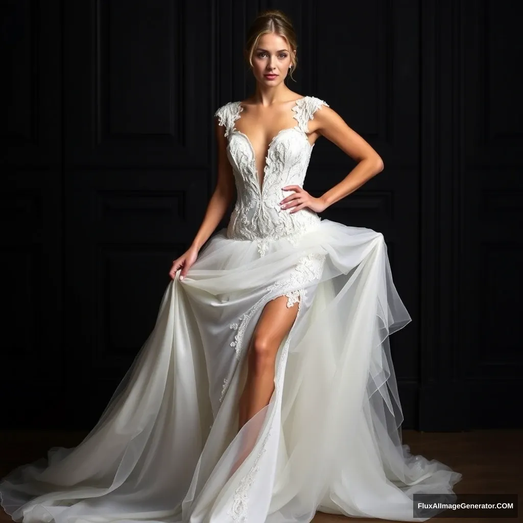 Fitness model influencer Emma's daring wedding dress. - Image