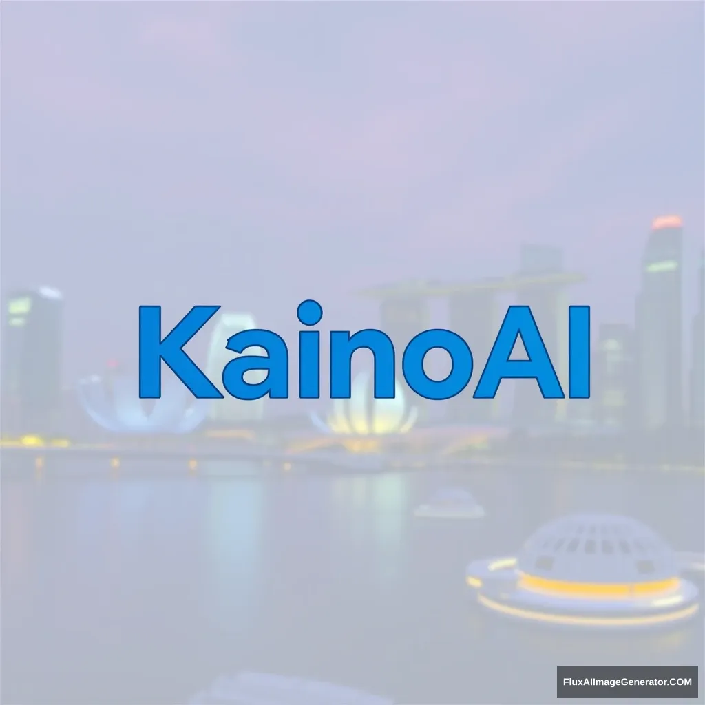 Design a logo with blue words "KainoAI", Singapore background. - Image