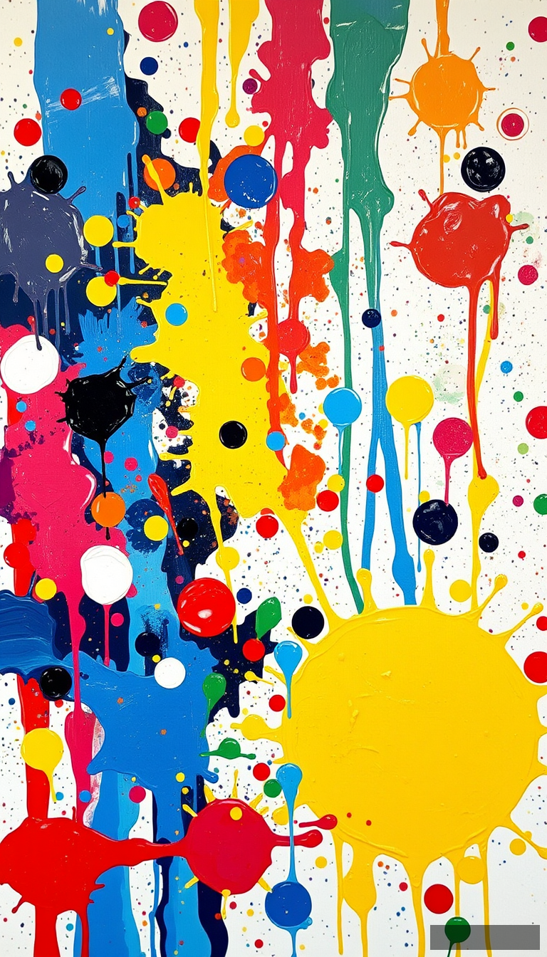 Colorful oil painting splatter