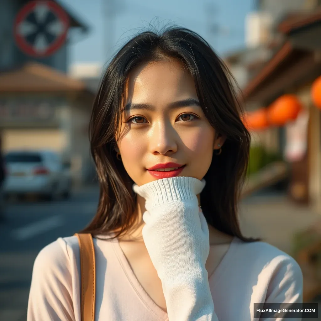 Asian woman, white sock