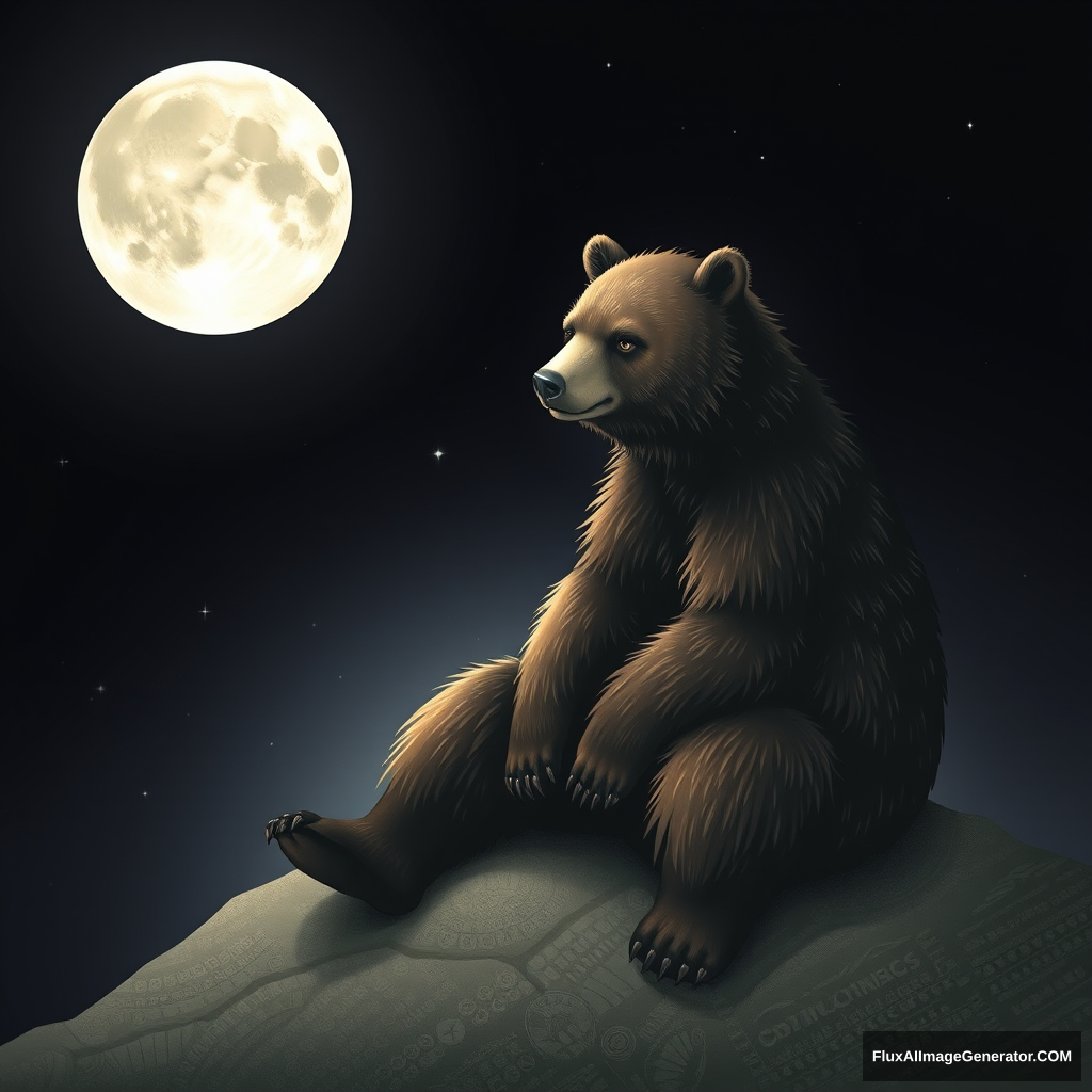 Bear sitting on the lunar disk.