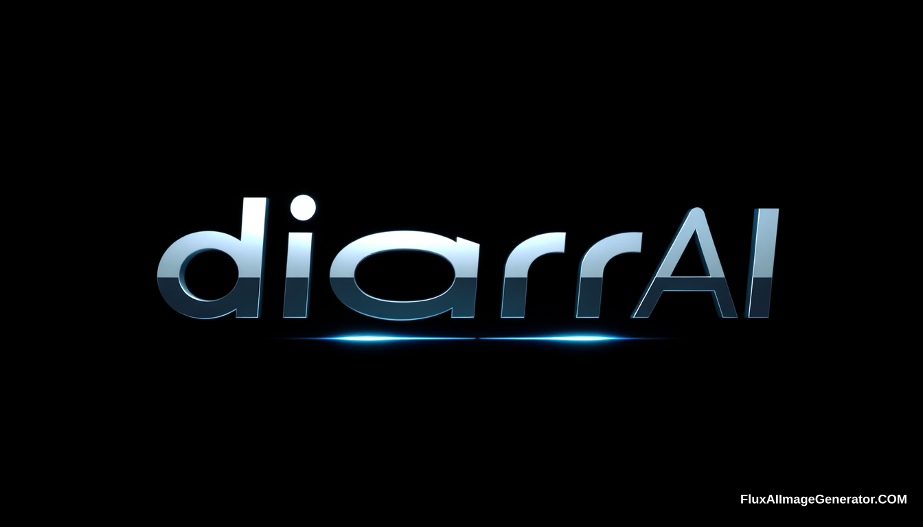 "Logo design for 'diarrAI' text, representing a high-tech AI solutions company. Futuristic and advanced, minimalistic and linear style, sleek geometric shapes, sharp lines. Use modern, elongated sans-serif font. Metallic or neon accents, with a focus on simplicity. Color palette: silver, deep blue, black, with subtle neon highlights. The logo should feel like it's from 3000 years in the future. Unreal Engine." - Image