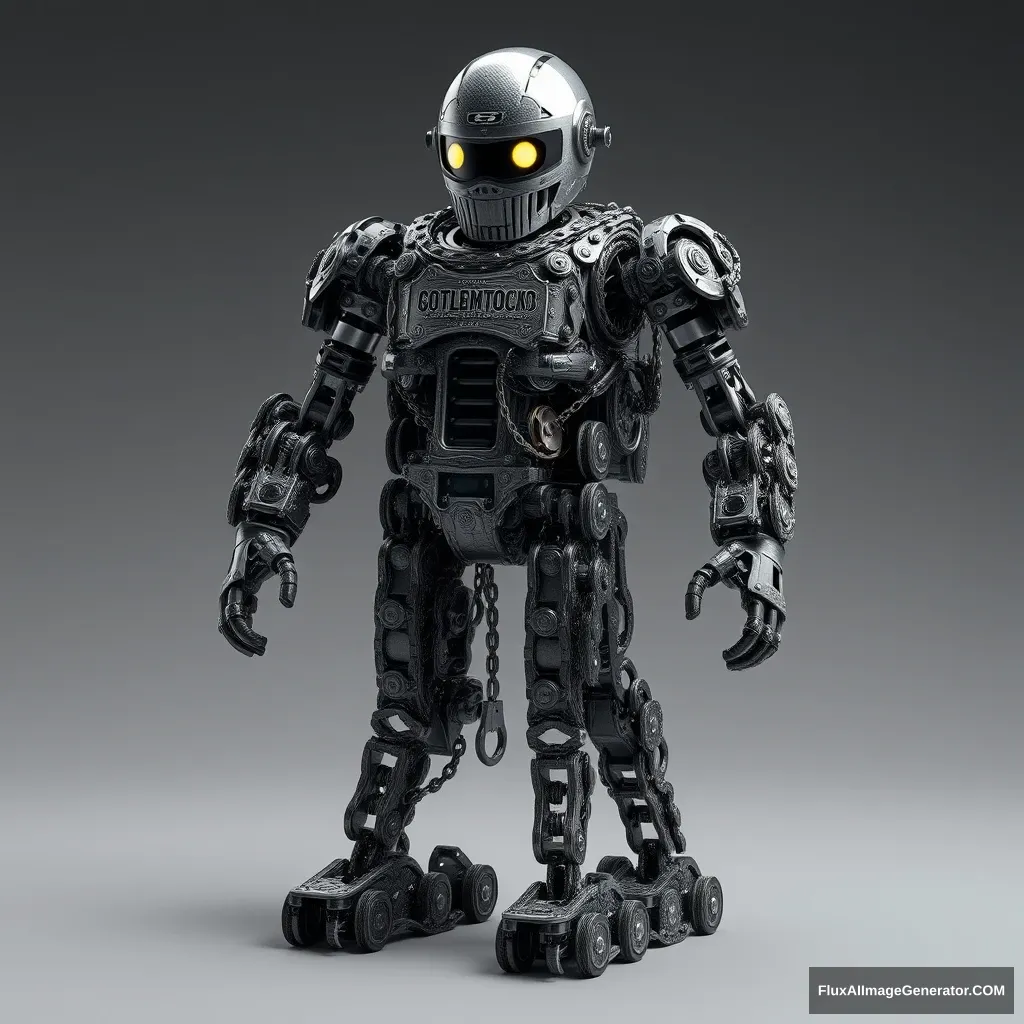 A robot assembled from motorcycle chains. - Image