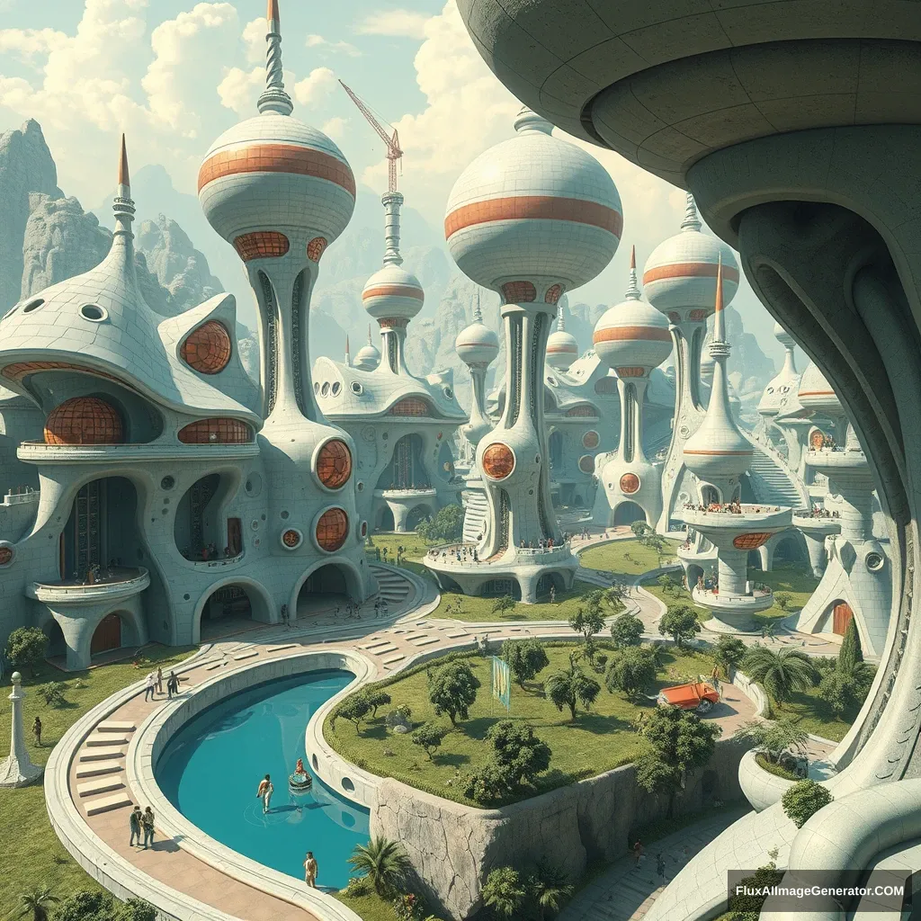 Futuristic town with morphic architecture