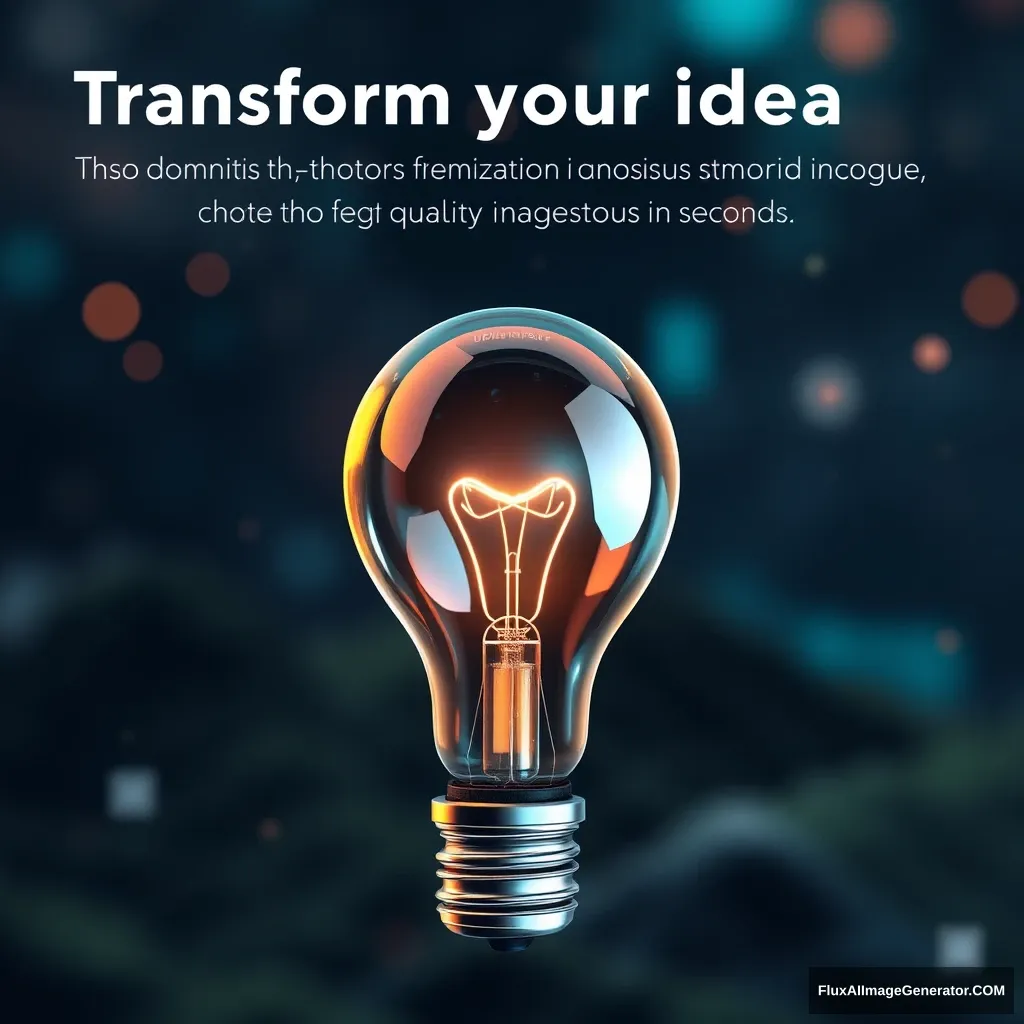 Transform your ideas into stunning visuals with our cutting-edge AI technology. Create unique, high-quality images in seconds. - Image