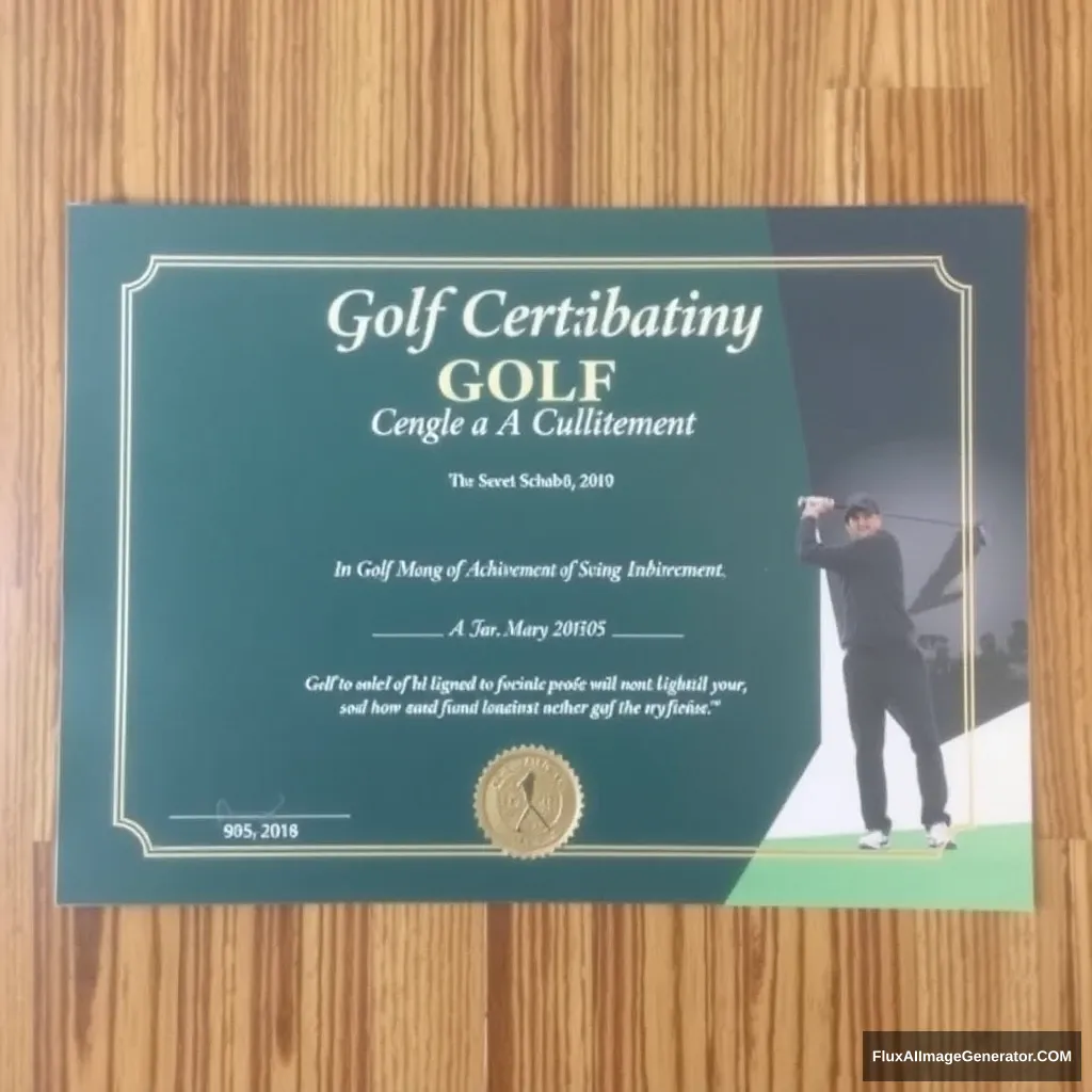 Golf Single Achievement Commemorative Certificate Image - Image