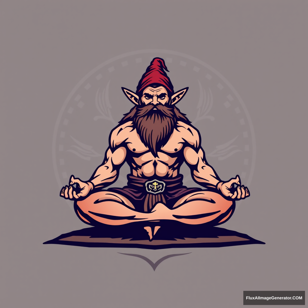 Yoga Center Logo: Muscular Dwarf Dungeons & Dragons lotus position - Image