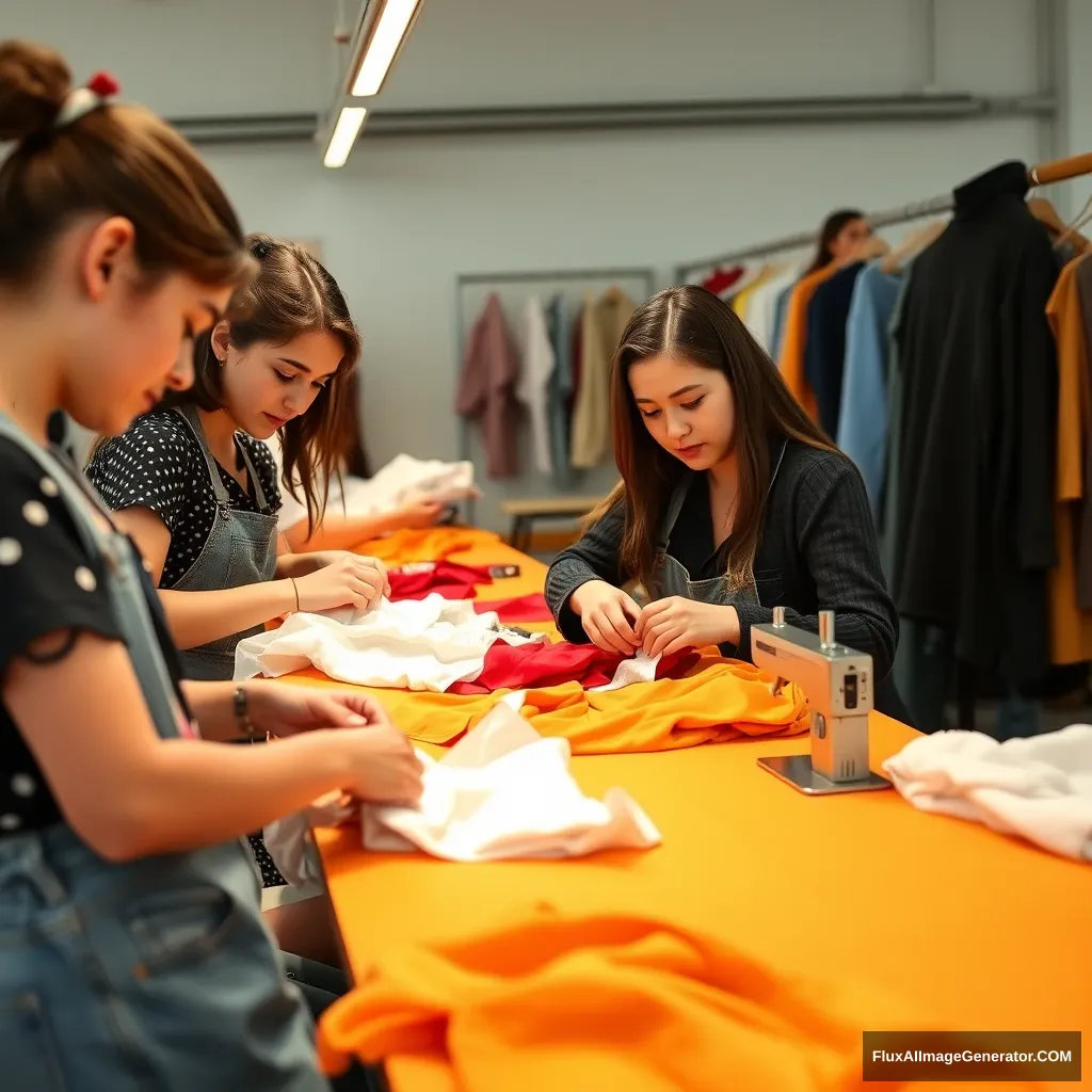 Young people who make clothing.