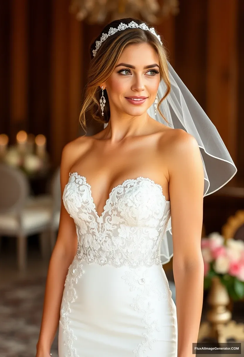 Fitness model influencer Emma's wedding dress. - Image