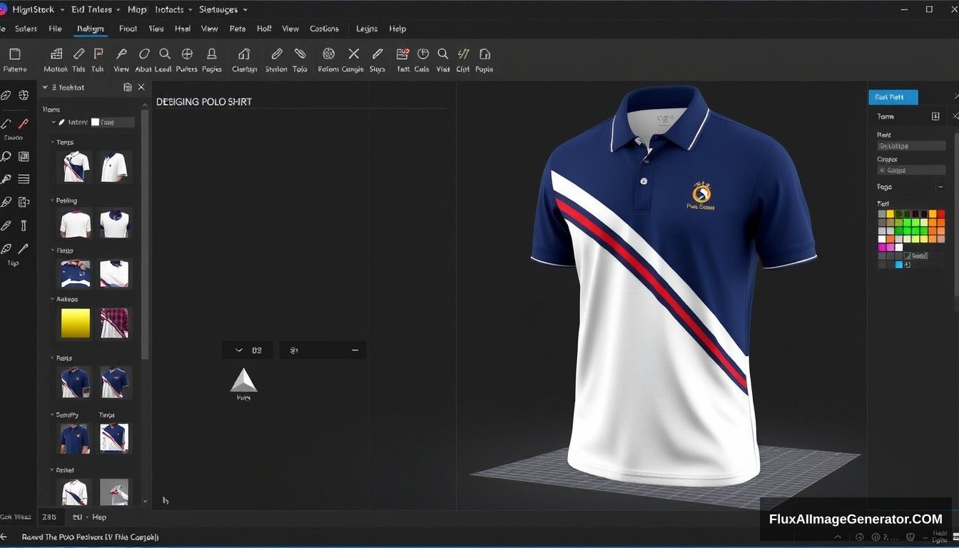 3D design software is designing Polo shirt.