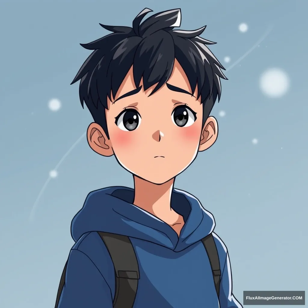 "I want to make an avatar, a cartoon type, in the style of the movie 'Your Name' or 'Weathering with You', and it should be a boy."