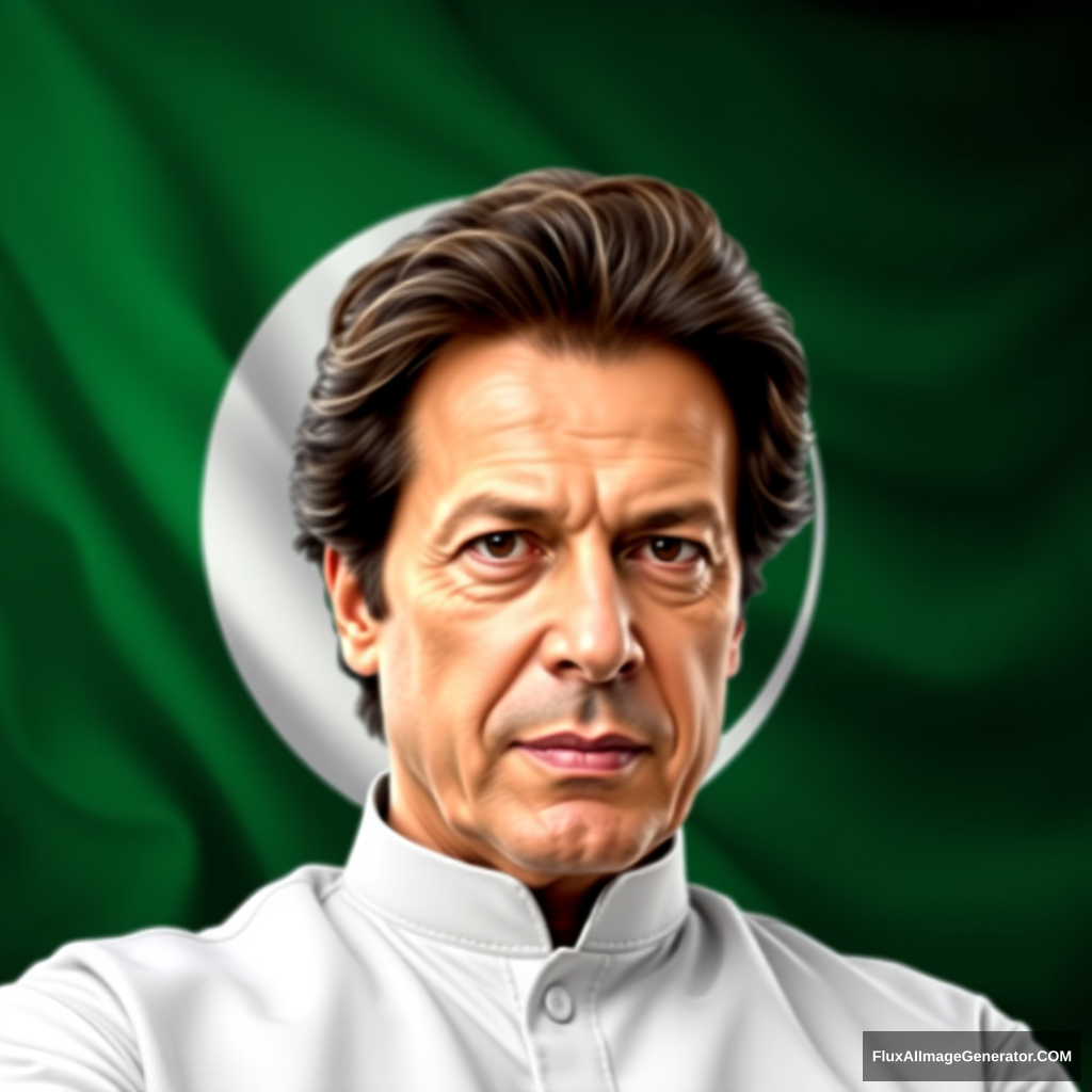 You have to create an actual image of Imran Khan that is 100% Imran Khan with a background of the PTI flag. - Image