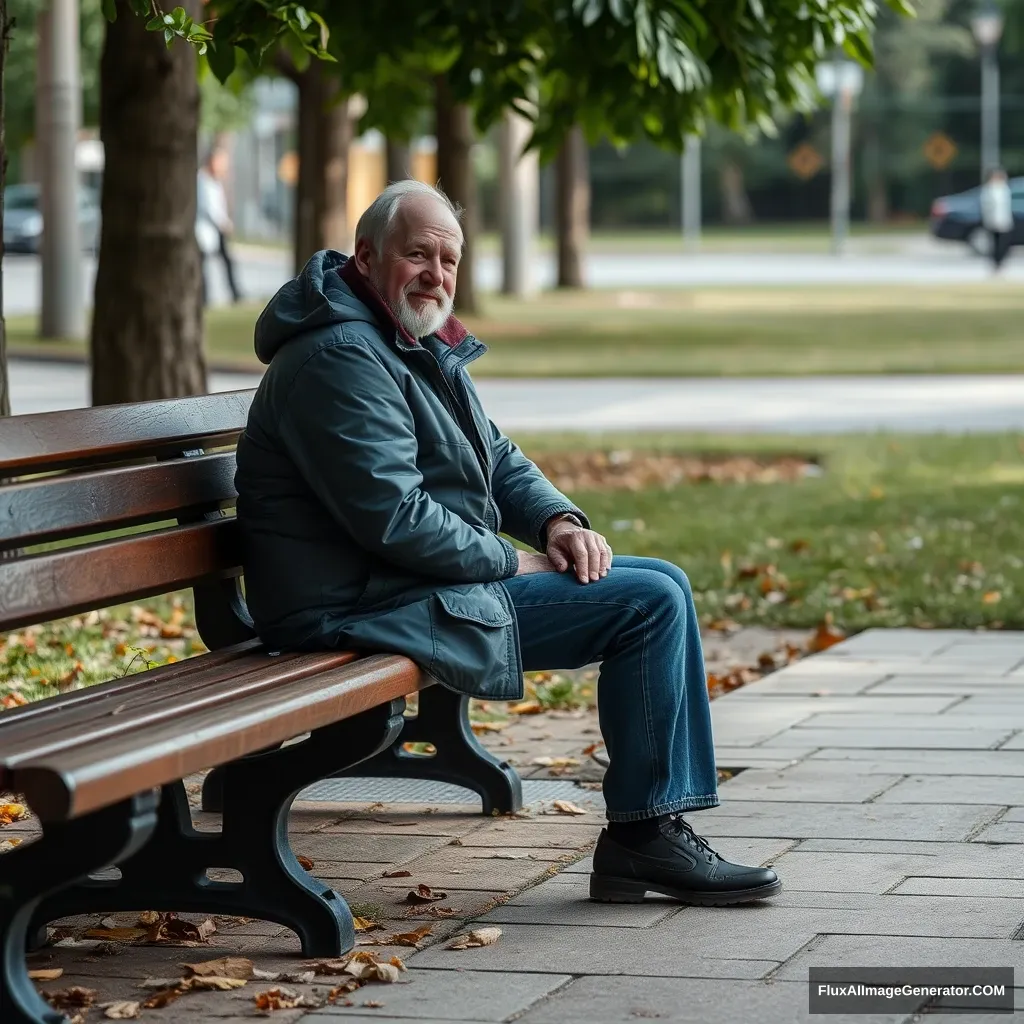 a man sitting on a bench