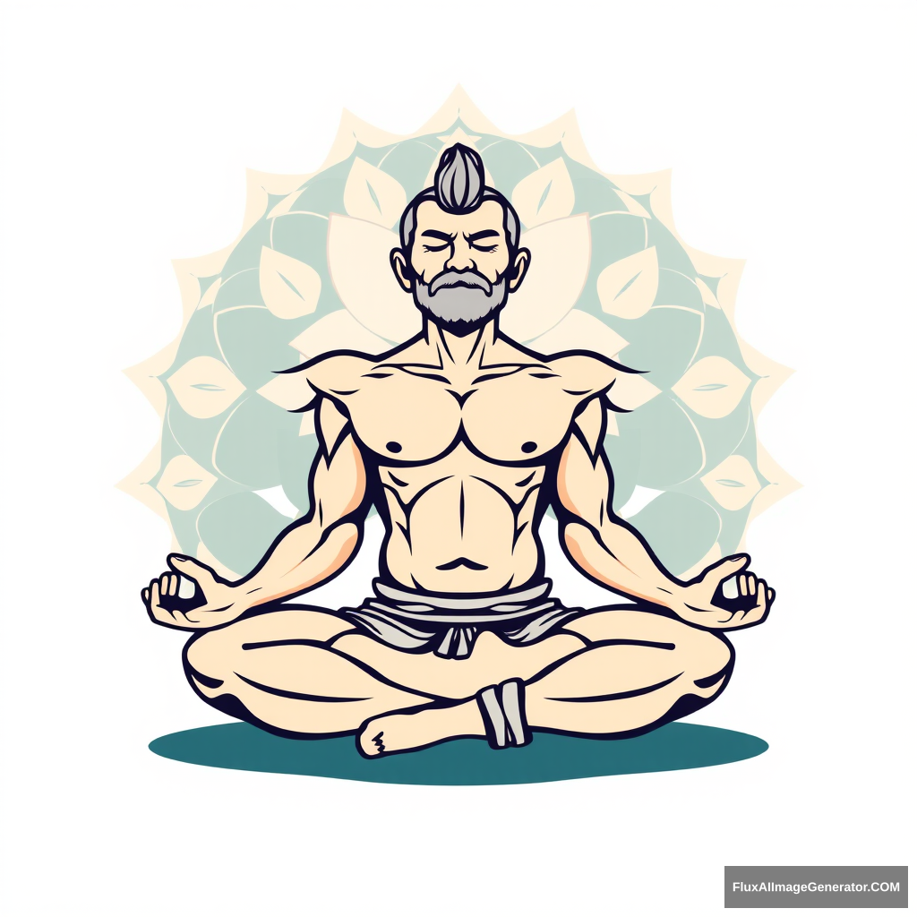 Yoga Center logo: a muscular large dwarf in the lotus position. - Image