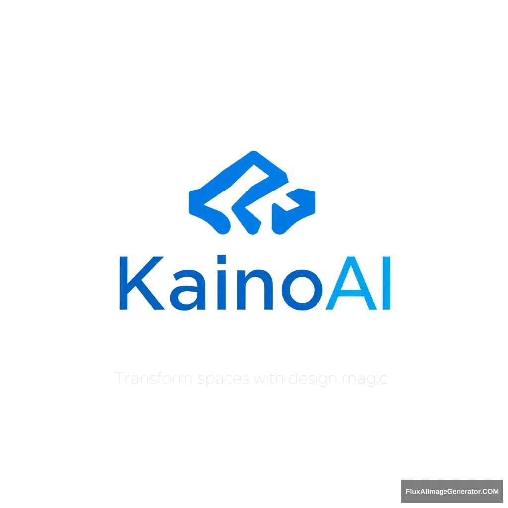 Design a blue logo with the words "KainoAI," which needs to express the idea of transforming spaces with design magic.