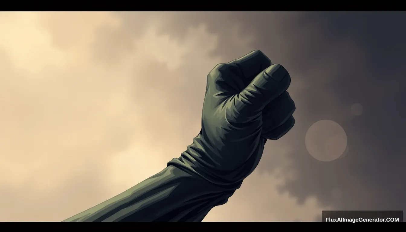 Cel shaded art, fist, black gloves - Image