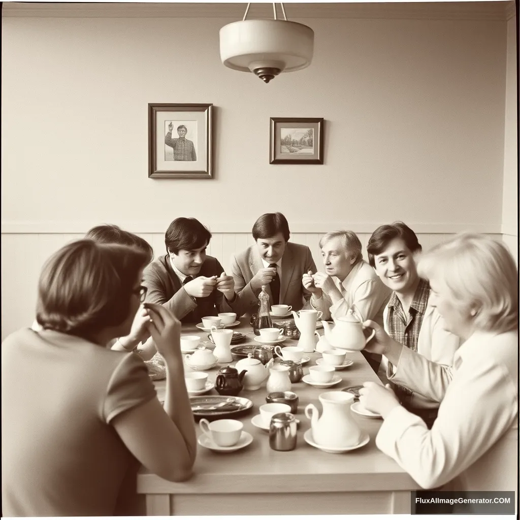 Tea party in 1970s - Image