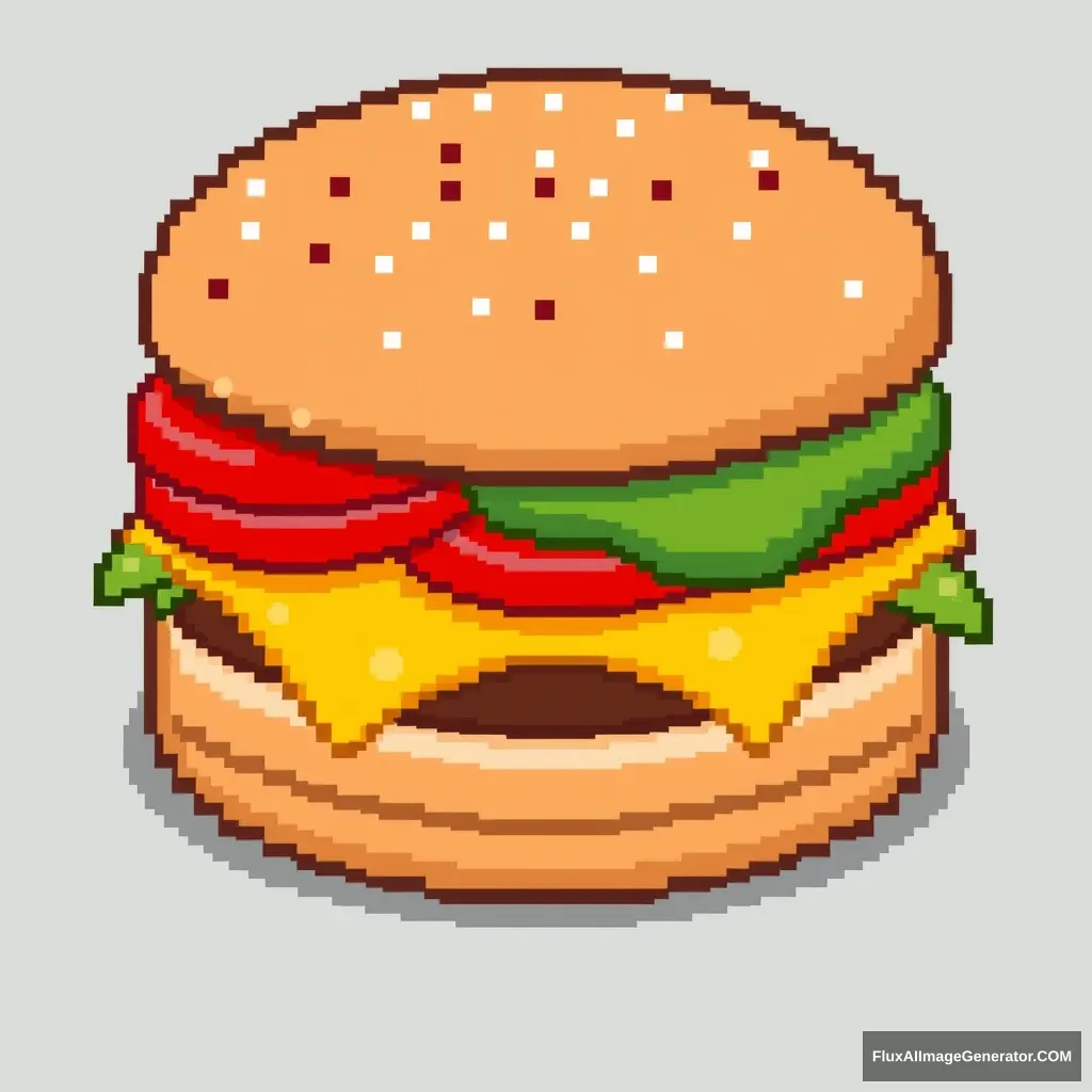 "Pixel art of a hamburger"