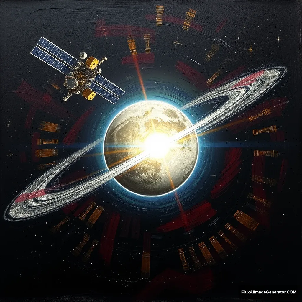 oil painting, oil painting with brushstrokes, masterpiece, best quality, a space satellite around the planet Mercury, looking behind the sun, <lora:goodhands_Beta_Gtonero:0.7>, ultra detail, 8K, sharp detailed