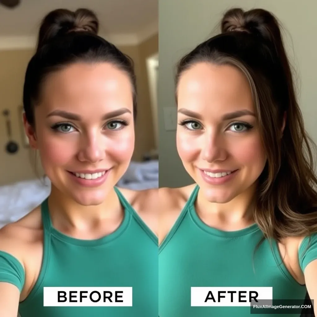 Fitness model influencer Emma's before-after pictures.